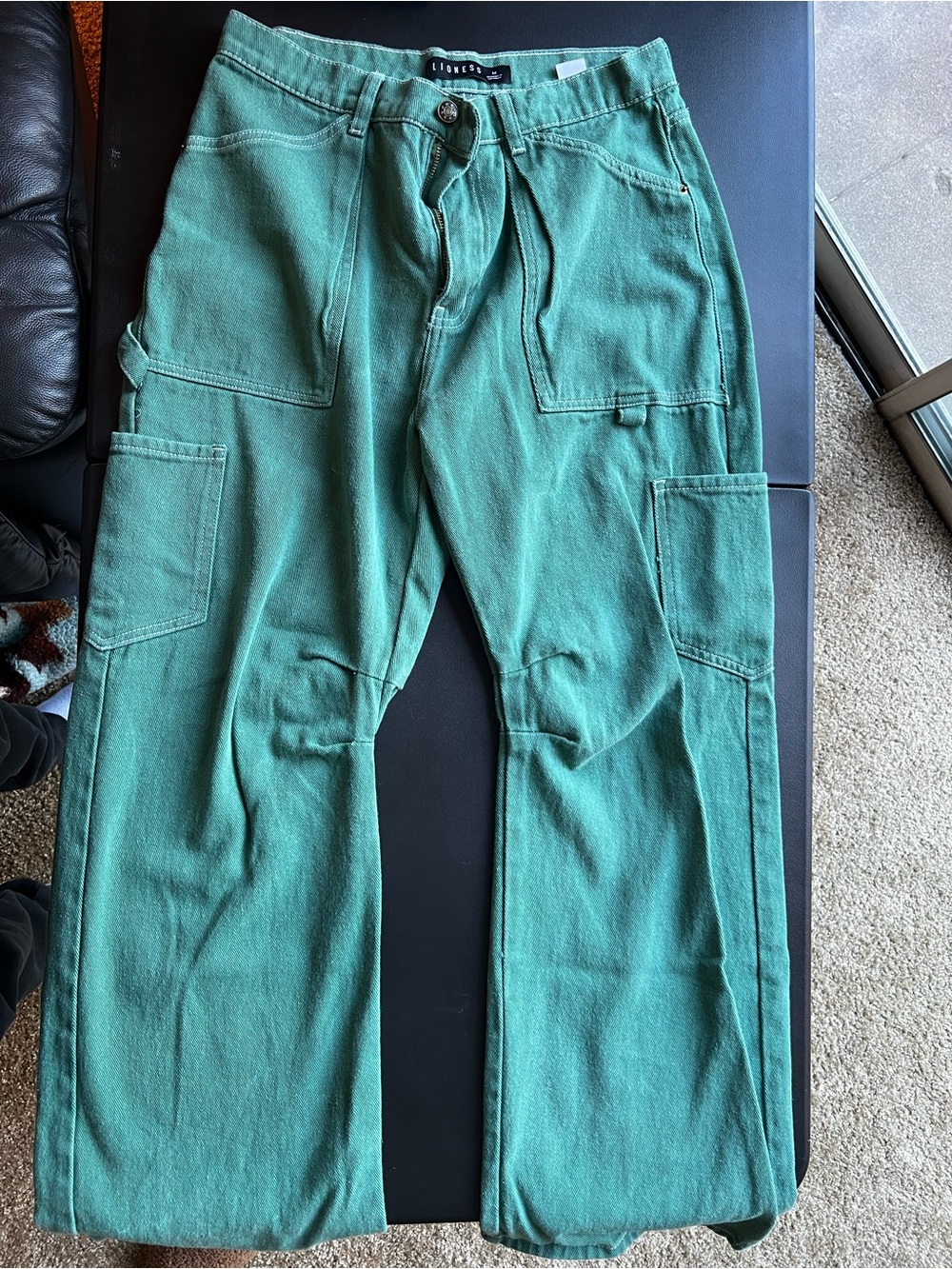 Lioness Teal Green Cargo Pants with Utility Pockets